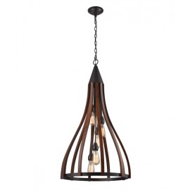 CLA-Khaleesi:ES 60W Oak Dark Red Wood Bell - Pendant Lights